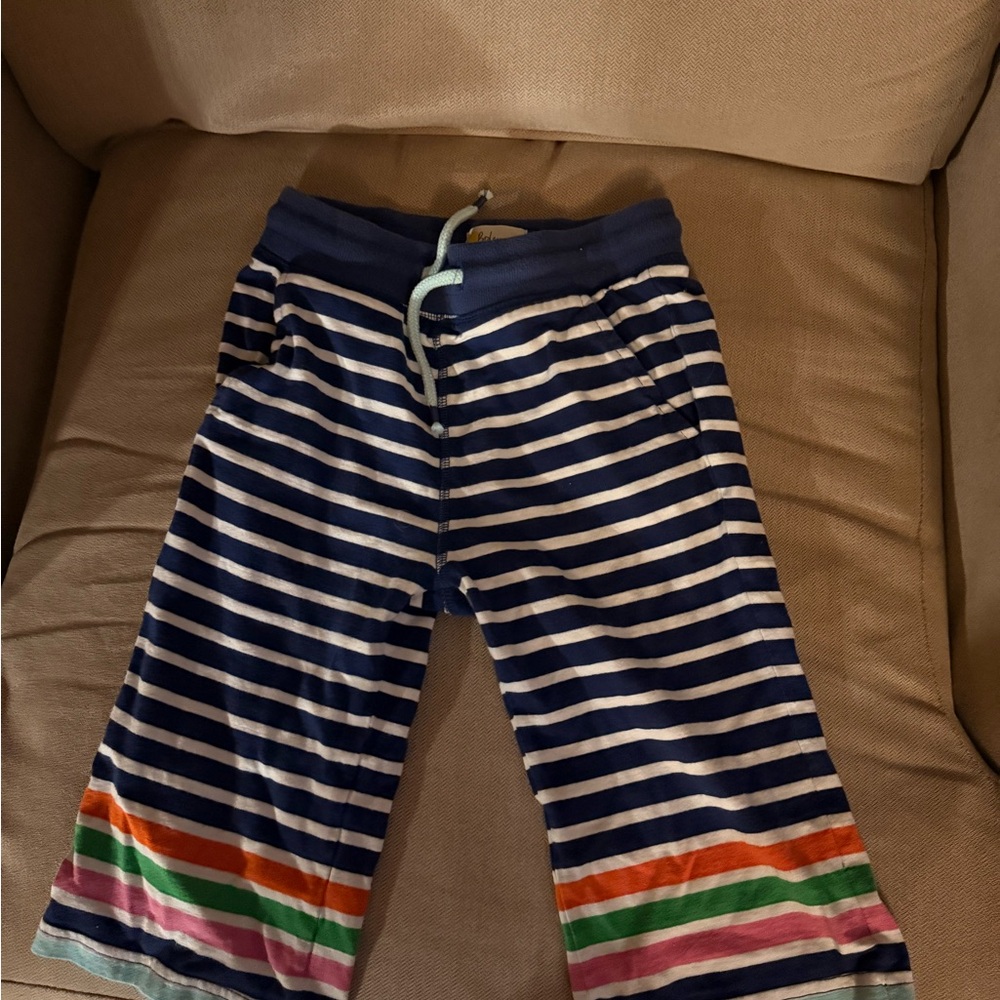 Boden Navy and White Striped Kids Shorts with Multicolor Accents
